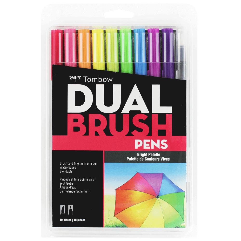 Caneta Pincel Dual Brush Tombow 10 Cores Vibrantes